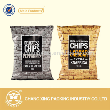 Accept custom order polythene food safe plastic chips packaging bags/ pillow pouch for snack