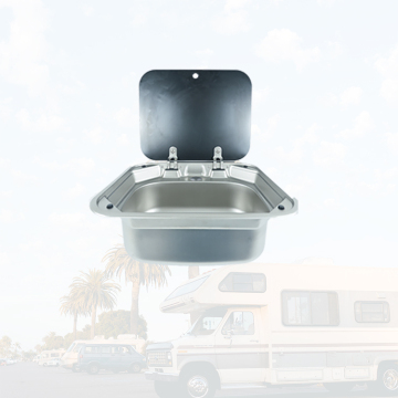 Stainless Steel RV Sink with Tempered Glass Lid for Caravan and Camper Trailers
