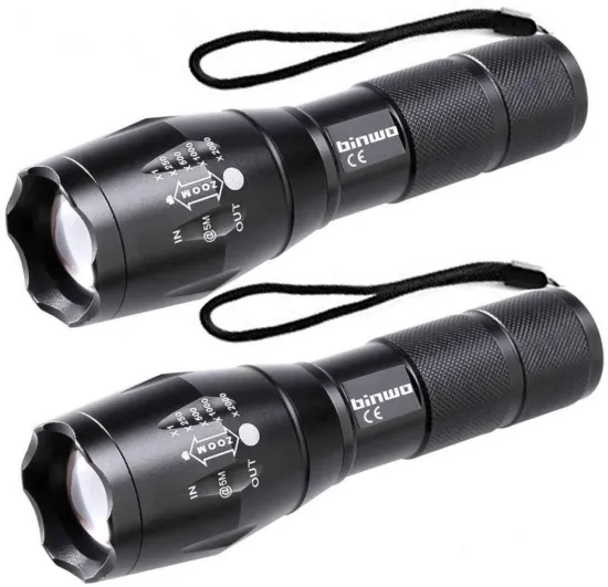 High Power T6 LED Tactical Flashlight with 5 Lighting Modes - Rechargeable 18650 Battery