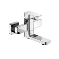 Single lever bath mixer for exposed installation square