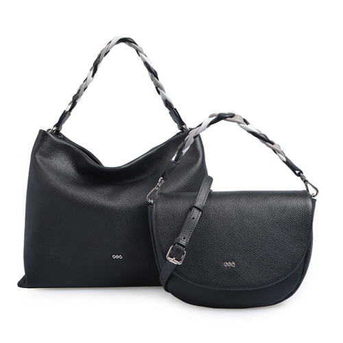 Vintage Lady Plain Leather Functional Crossbody Saddle Bag