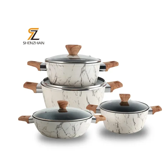 8-Piece Eco-Friendly Cooking Pots Set with Granite Coated Surfaces