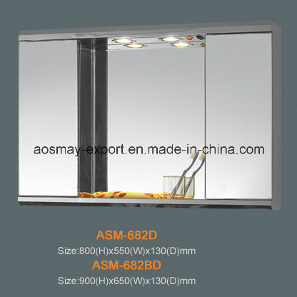 Rostfritt stål spegelskåp med ljus (ASM-682D)