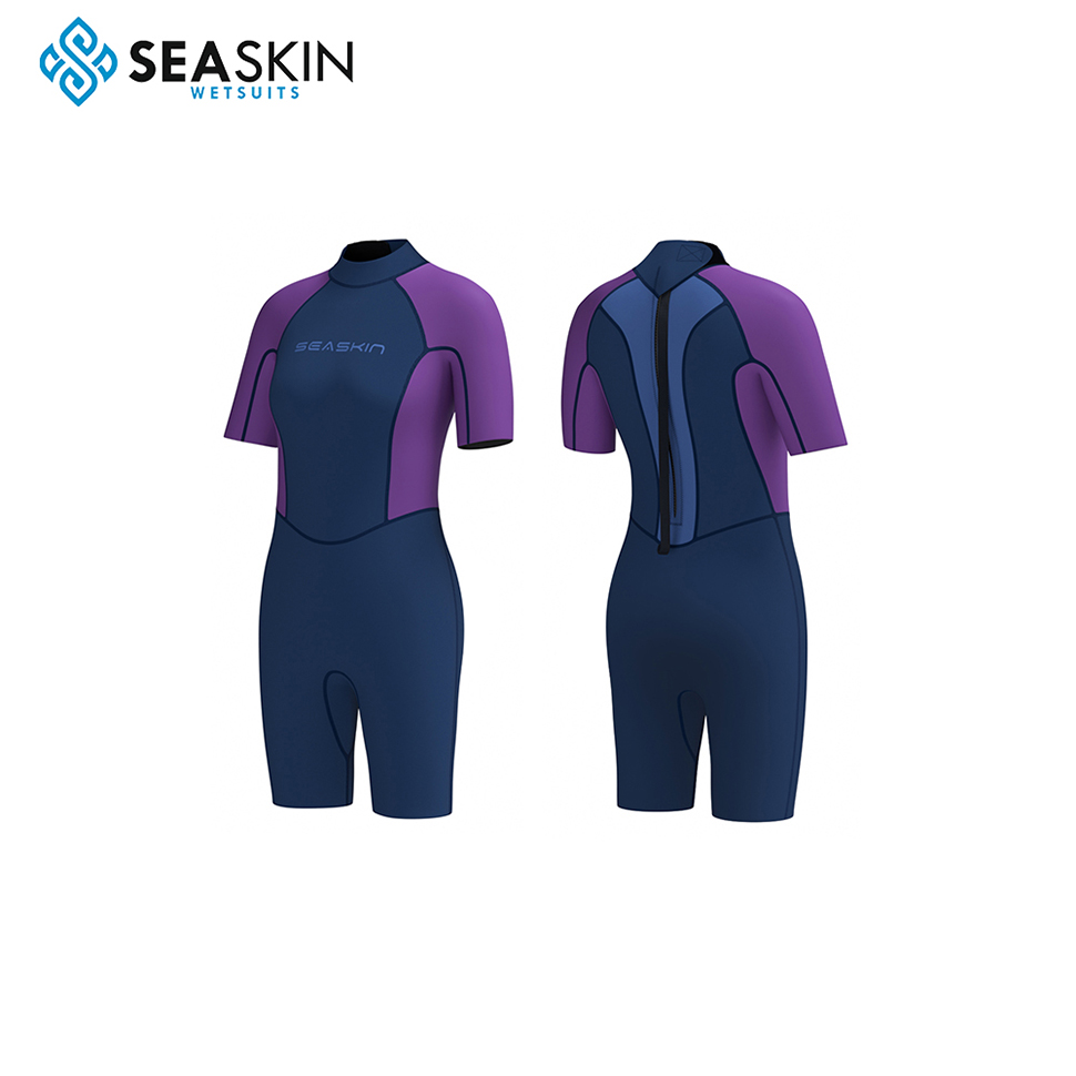 Seaskin kadınlar 3mm geri zip kısa dalış wetsuits