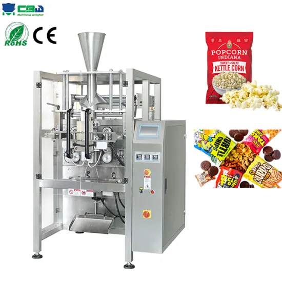 Vertical Packaging Machine for Puff Corn and Popcorn Snacks with Sugar Sachet Filling