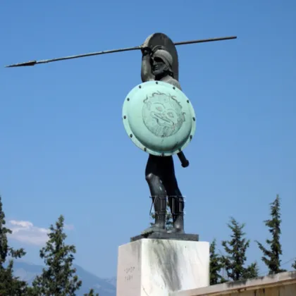 Garden ancient bronze warrior sculpture leonidas statue with shield