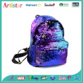 purple and blue sequins backpack