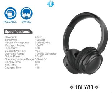 سماعة رأس Bluetooth 5.0 على الأذن مع وظيفة NTC