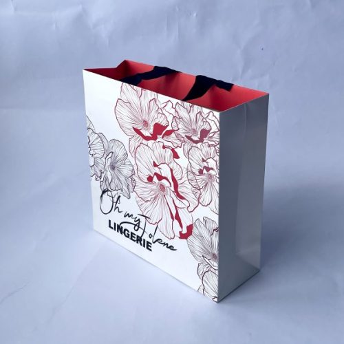 Unique Design Luxury Gift Shopping Ribbon Handle Bag