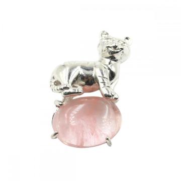 Gemstone Silver Plated Tiger Gemstone Pendant-32X22X8MM Natural Stone Crystal Pendants for DIY Jewelry Making