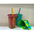 Custom Silicone Tumbler Cup with Lid and Straw