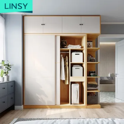 Linsy Nordic White Corner Sliding Door Wardrobe