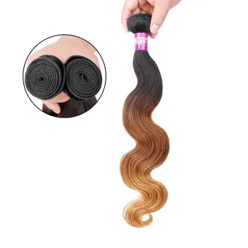 elastic band extensions wrap around human hair ponytail fast selling cheap products 1B/4/27 indian virgin hair body wave bundles