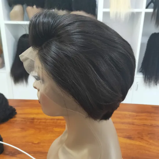 Virgin  straight lace closure front bob wigs Virgin Hair 100% Remy cheap brazilian Human aligned hair vendor