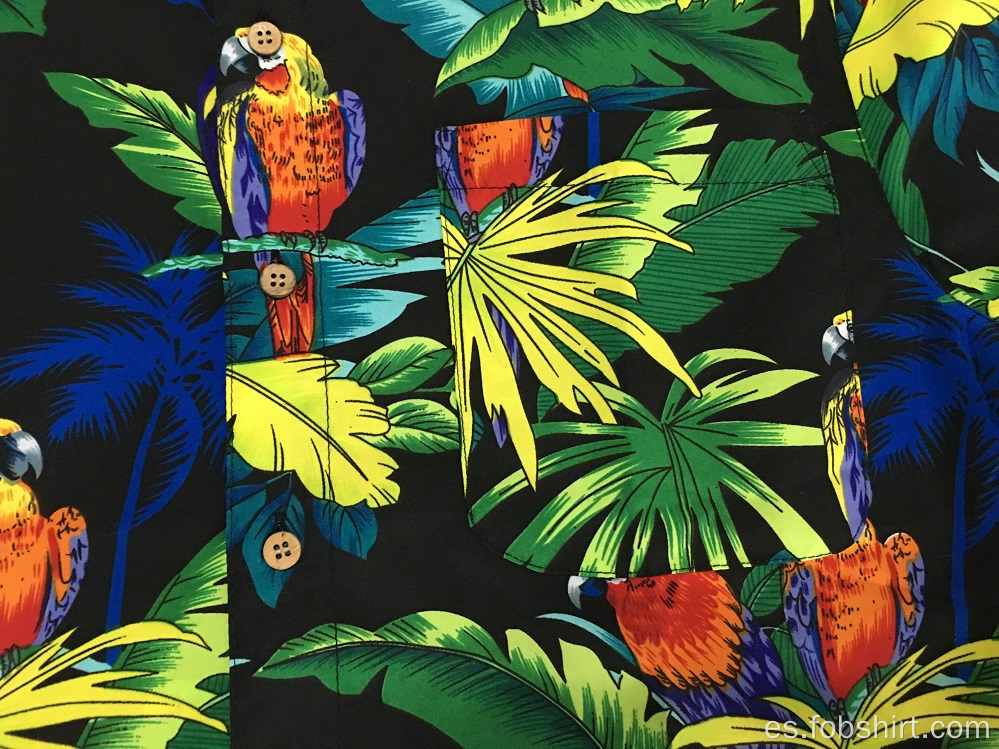 Camisa hawaiana 100% poliéster estampado