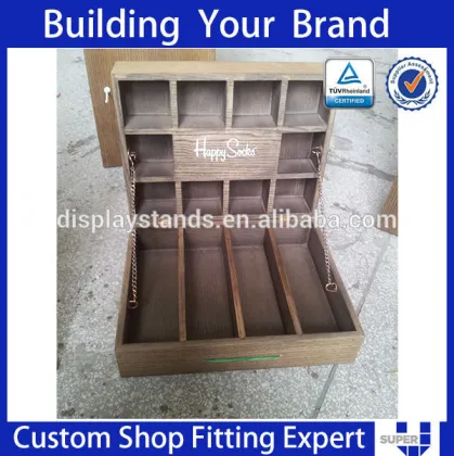 wooden vintage sox pop display socks table stand for retail shop