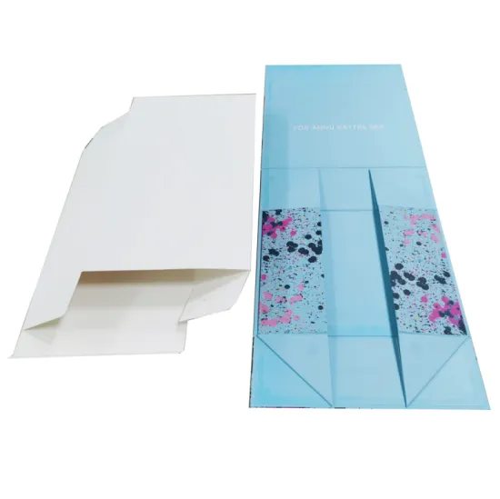 Luxury blue foldable paper box with magnet closure