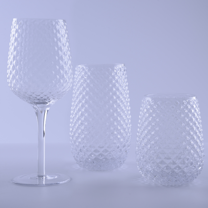 clear Hobnail Highball Glass Set