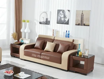 French Style Upholstered Leather Sofa combination