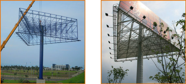 Three Sided Outdoor Advertising Equipment Steel Billboard Structure