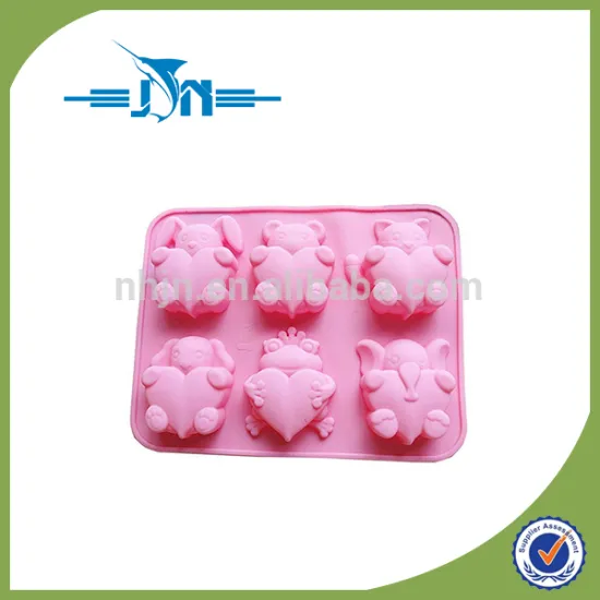 6 Cavities Animal Heart-shaped Love Silicone Cake Baking Mold Handmade Soap Moulds Cake Pan Muffin Cups Biscuit Chocolate Ice C