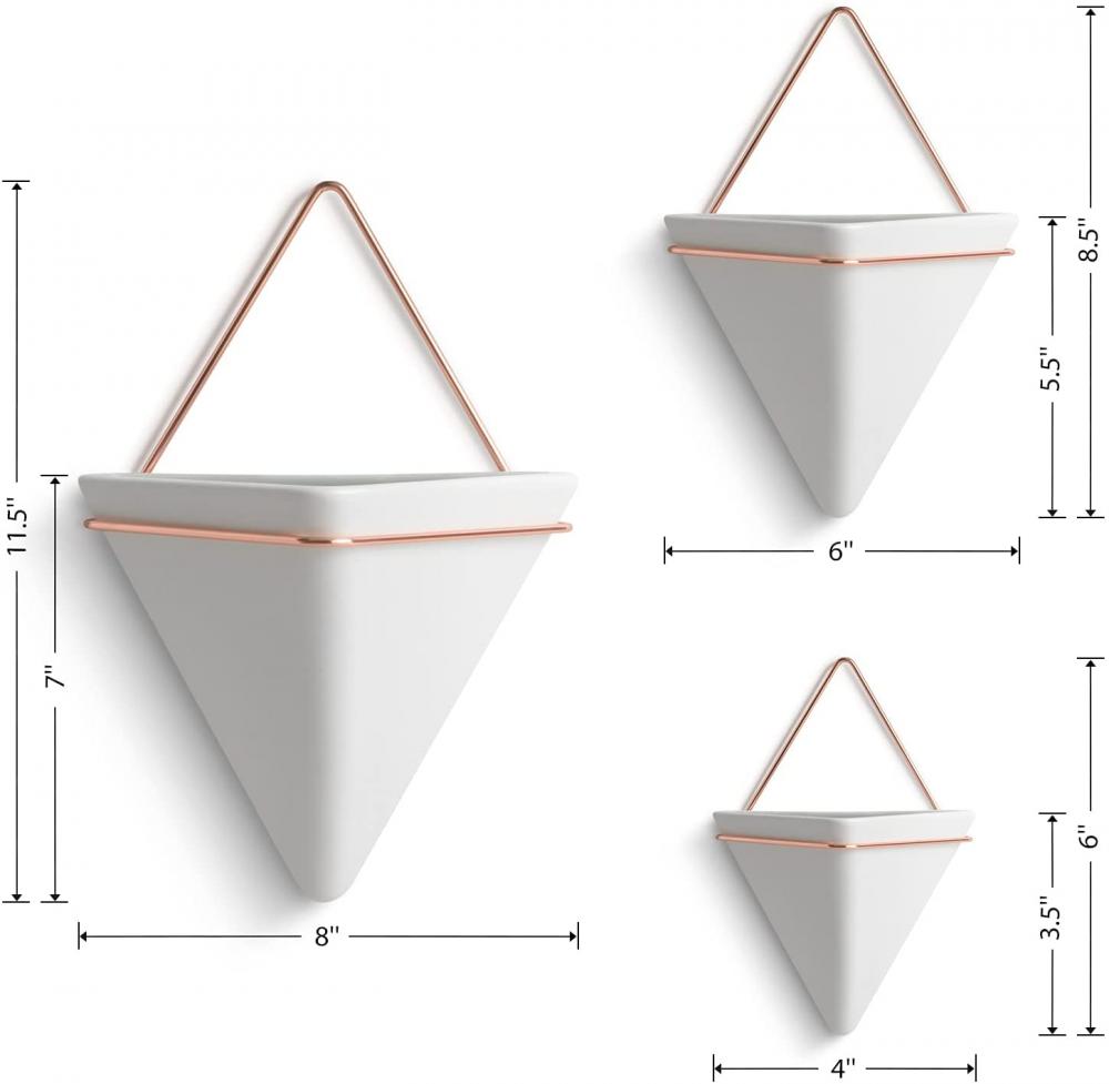 2 macetas de pared geométrica de cerámica de paquete