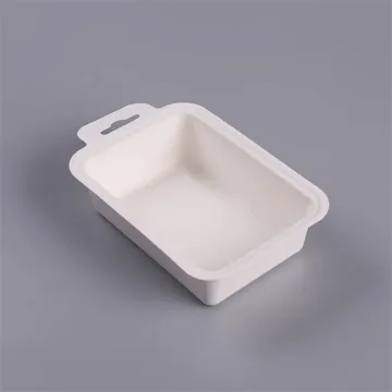 Biodegradable sugarcane bagasse paper molded pulp food tray