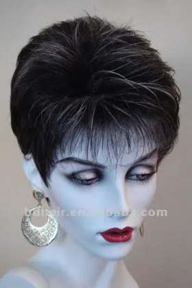 natural looking black colour fashion lady wig