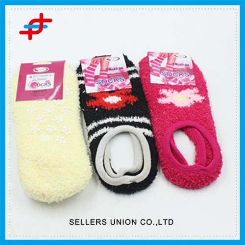 Fuzzy Microfiber Winter Knitted Slipper Socks