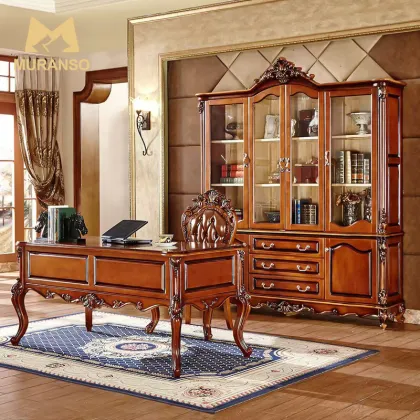 Solid Wood Carved Redwood Bedroom Furniture - Classical American Luxury Wardrobe