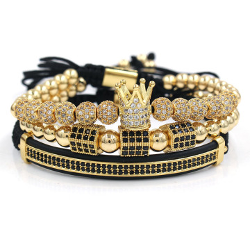 Brave Light Luxury Gold Crown Men's Bracelet Jewelry Set