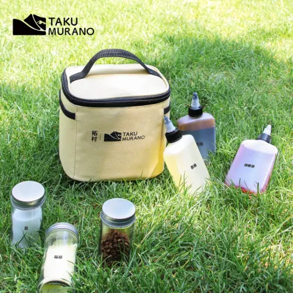 Portable Outdoor Condiment Set: Including Picnic Barbecue Oil Pot, Sauce Jar, and Vinegar Container with Storage Bag