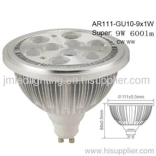 9x1w Gu10 Ar111 Led Down Lamp Light 9w 600lm 100-240v 
