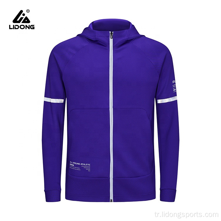 Fermuar ceketi yansıtıcı hoodies çalışan spor spor salonu fitness