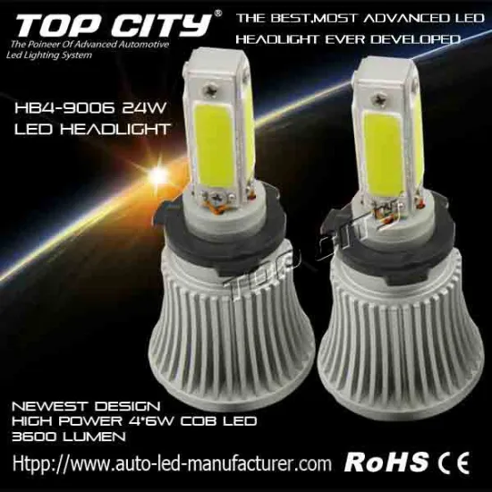 China factory whole sale 9006 24w led car headlight,12V 24V DC car led headlight for auto car led