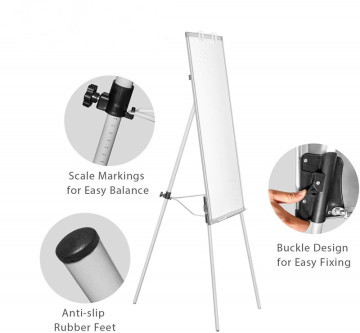 White Height Adjustable Dry Erase Board Easel 24x36inch