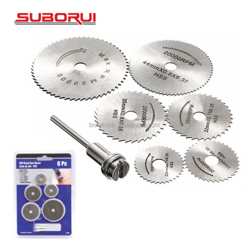 SUBORUI 6Pcs HSS Mini Circular Saw Blade Set for Wood and Metal DIY Crafts