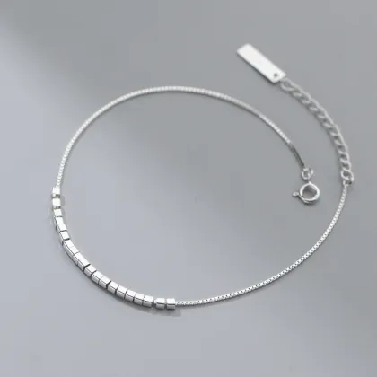 Silver 925 Beaded Foot Anklet for Women