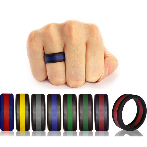 Custom 8mm Duotone Silicone Rings for Men Bands