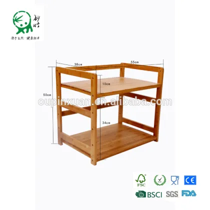 Home furniture bamboo microwave oven storage rack