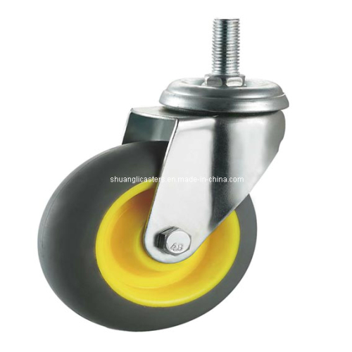 Euro Thermoplastic Rubber Threaded Stem Swivel Cart Caster Wheel