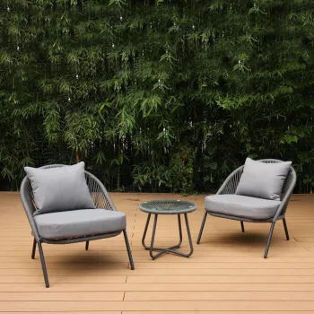 Modern Rope Garden Park 3-Piece Outdoor Furniture Set