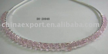 Pink Crystal Beads Metal  Hair Band HJ-B027