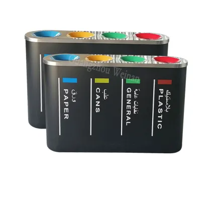 China Brand 160L Stainless Steel and Iron Airport Garbage Can for Sale