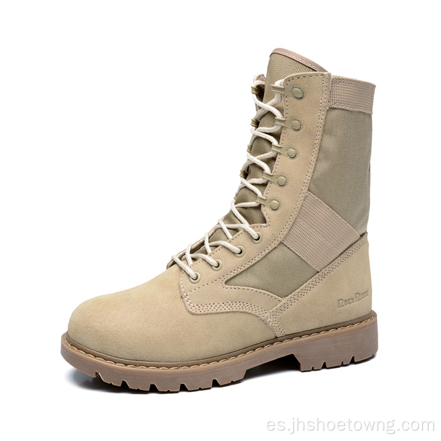 Botines de combate de botas militares de cuero para hombre