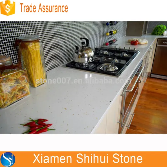 White Sparkle Quartz Stone Countertop for Kitchen