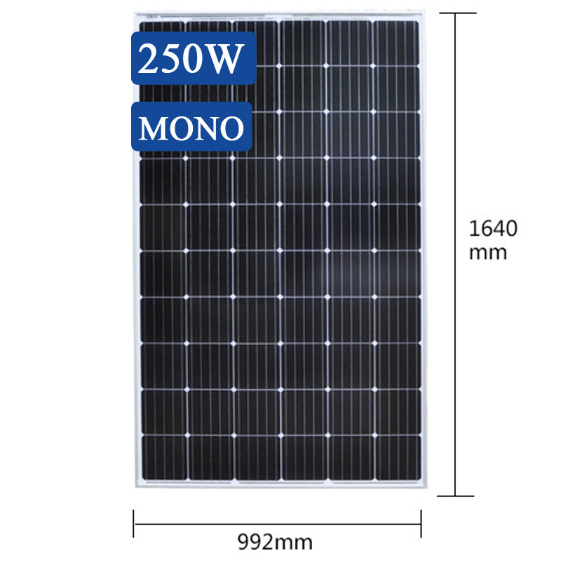 Black 250W solar power cell panel high efficiency