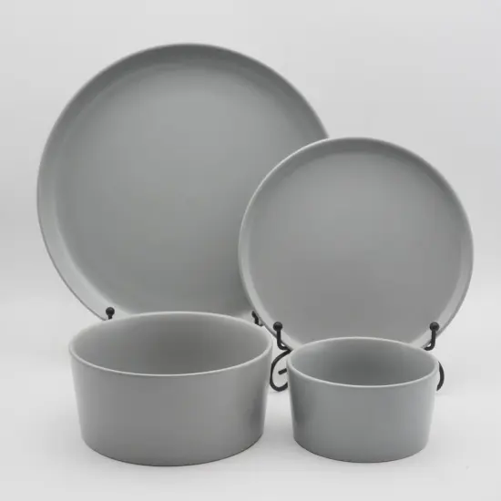 Customized color 16pcs stoneware ceramic dinner set, Grey tableware dinner set for restaurant