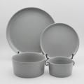 Aangepaste kleur 16 stks steengoed keramische dinerset, grijs servies diner set voor restaurant