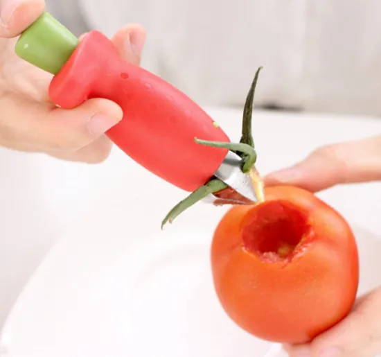 Good selling strawberry hullers ,stainless steel strawberry corer Plastic fruit & vegetable carving tools
